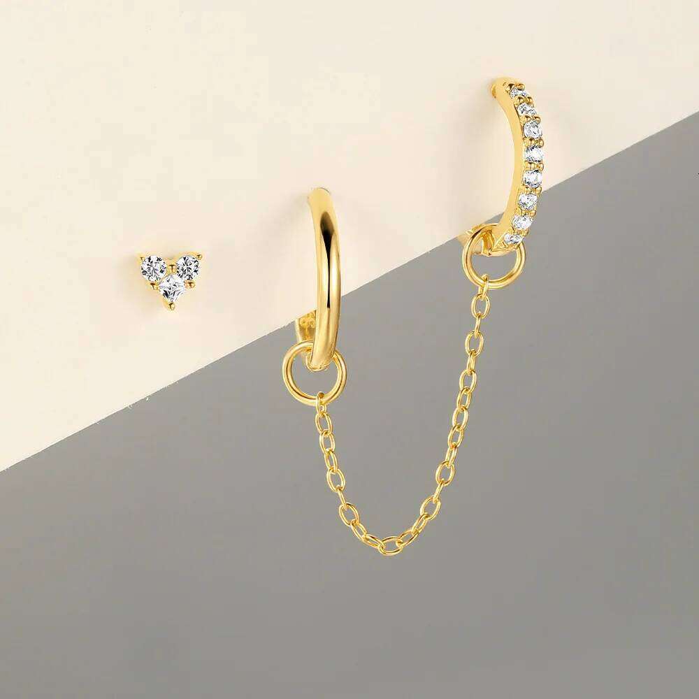 Aide 925 Sterling Silver Asymmetric Drop Earrings for Women Double Round Hoops Earring Hot Sale Brincos Pendientes Jewelry