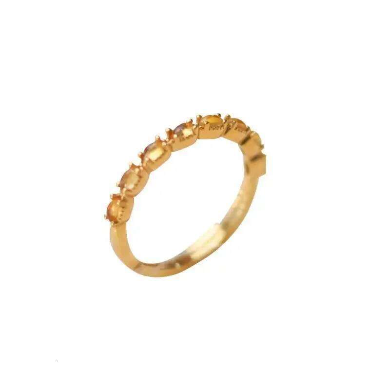 Original design silver inlaid citrine marquise-shaped ladies rings for women fresh and delicate classic jewelry adjustable
