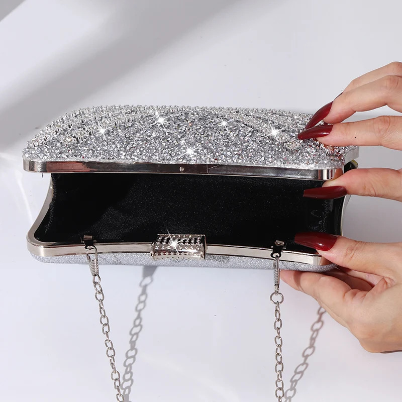 Bling Sequin Full Diamond Clutch Bag Sparkling Rhinestone Evening Bag Chain Banquet Wedding Dress Bridal Dinner Bag Women 251231