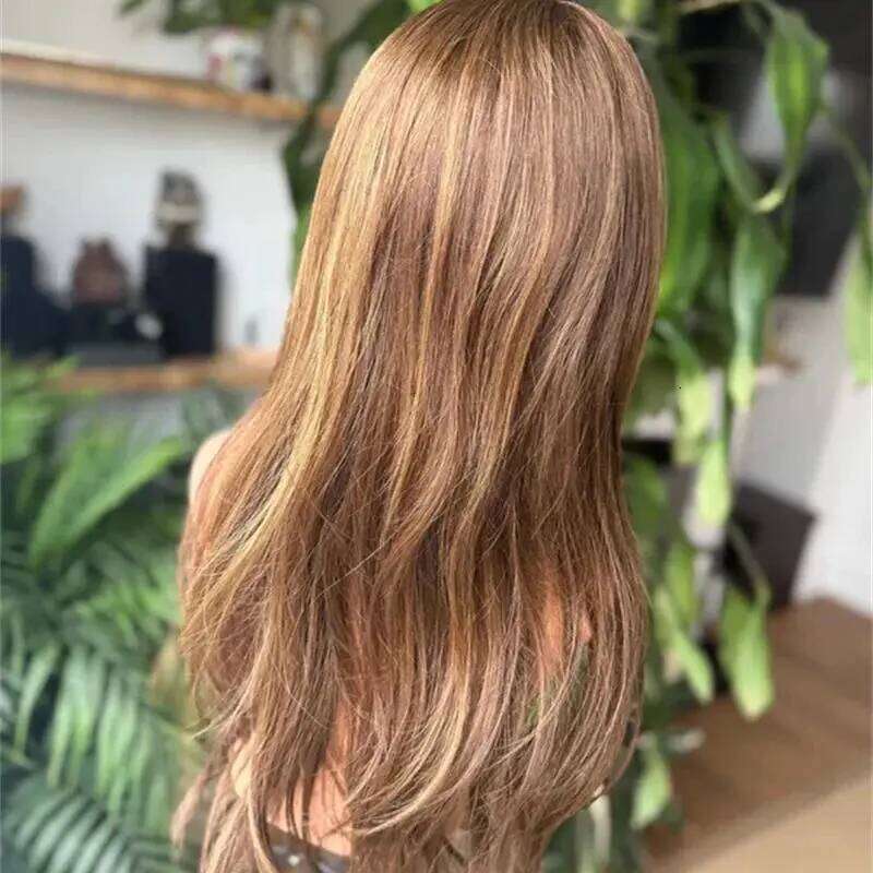 26 Inch Honey Brown Blonde Mix Heat Resistant HighDensity Realistic Synthetic HD Lace Front Wig Daily Party Cosplay Wigs
