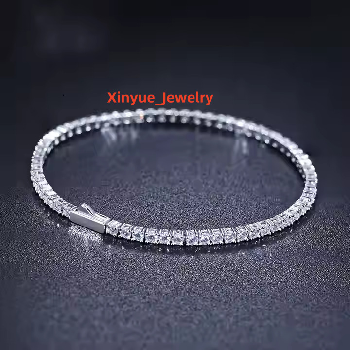 Factory Price 925 Silver Tennis Chain Bracelet 2mm 25mm Diamond VVS Moissanite Iced Out Hip Hop Style