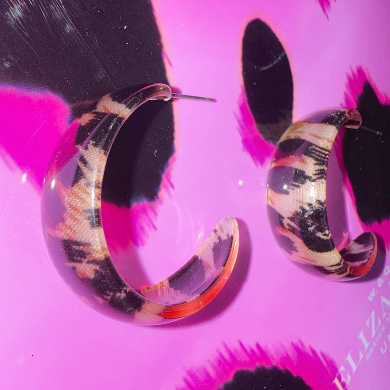 Y2K Jewelry Resin Leopard Print Earrings for Women Sexy Accessories Korean Fashion Geometric Cute Earrings Punk Goth Earrings 251230