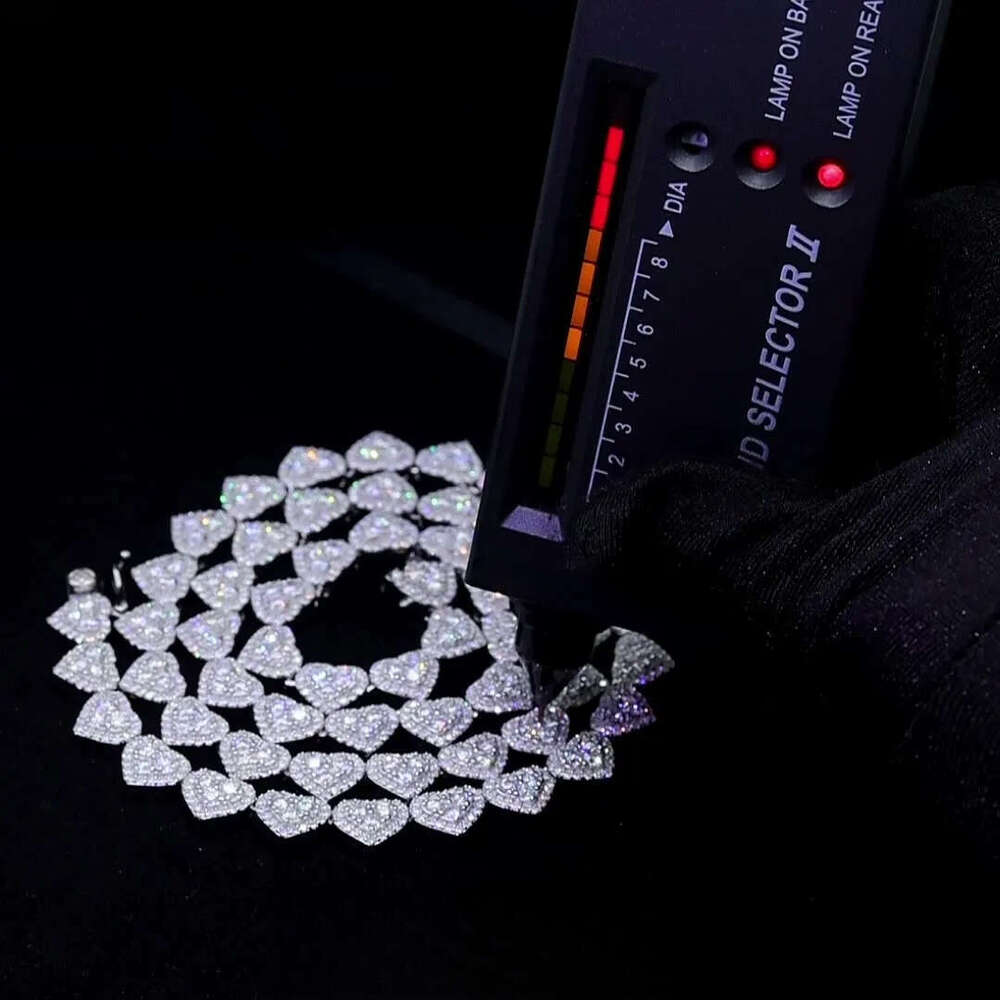 New vvs Moissanite bracelet 8mm full set hip hop hand jewelry 925 silver men's and women's fashion necklace