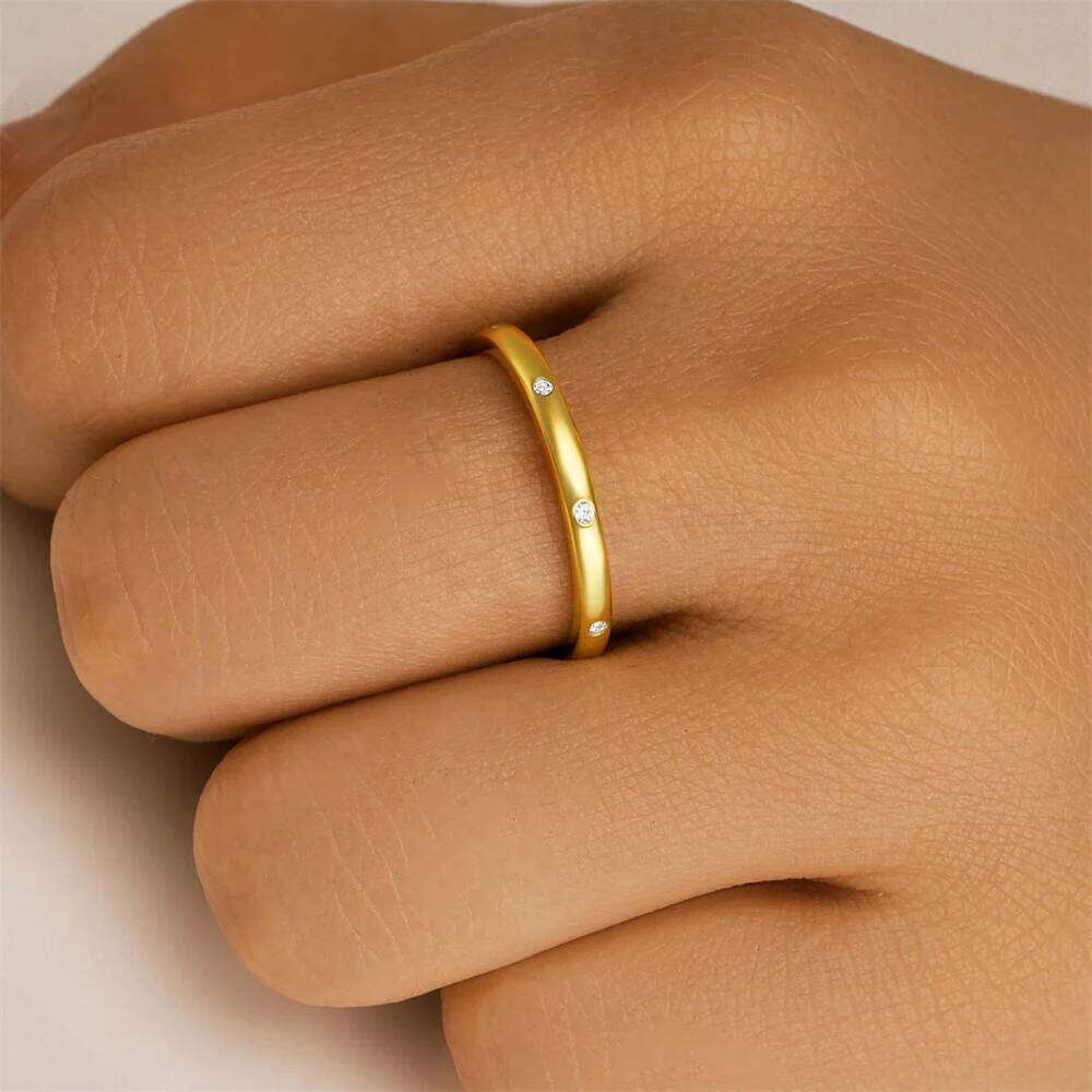 Aide 925 Sterling Silver Simple Carving Patterns Stack Promise Rings For Women High Quality K Gold Jewelry Wedding Party Gift