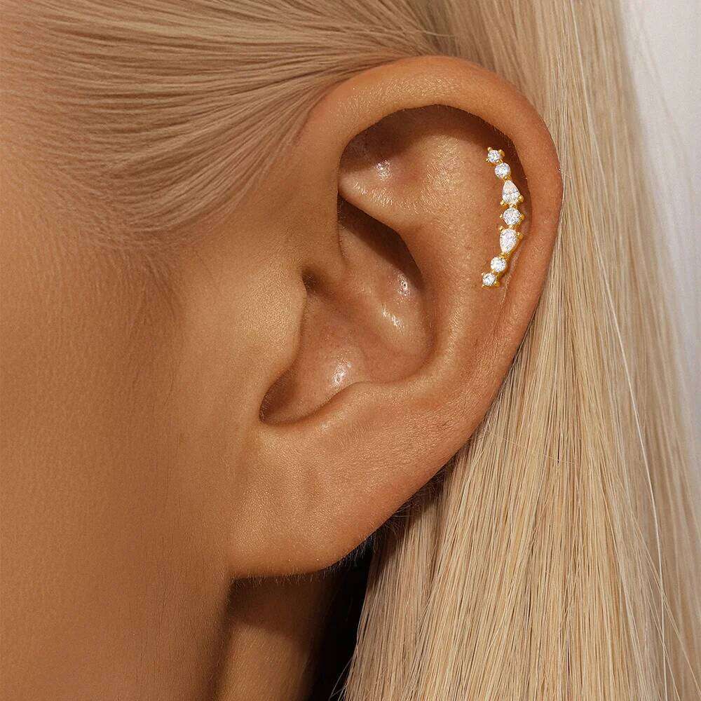 Aide 1pair 925 Sterling Silver Hook Clip on for Women Zircon Climbing Ear Cuff Earrings Fashion Jewelry Gifts