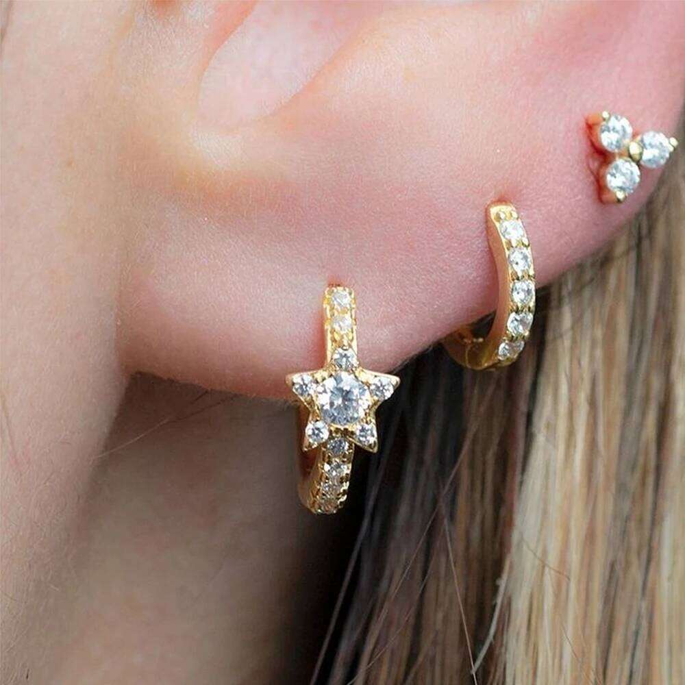 Aide Plata 100% 925 Sterling Silver Flower Earring Set For Women Koren Fashion Ear Bone Studs Fine Jewelry Birthday Party Gifts