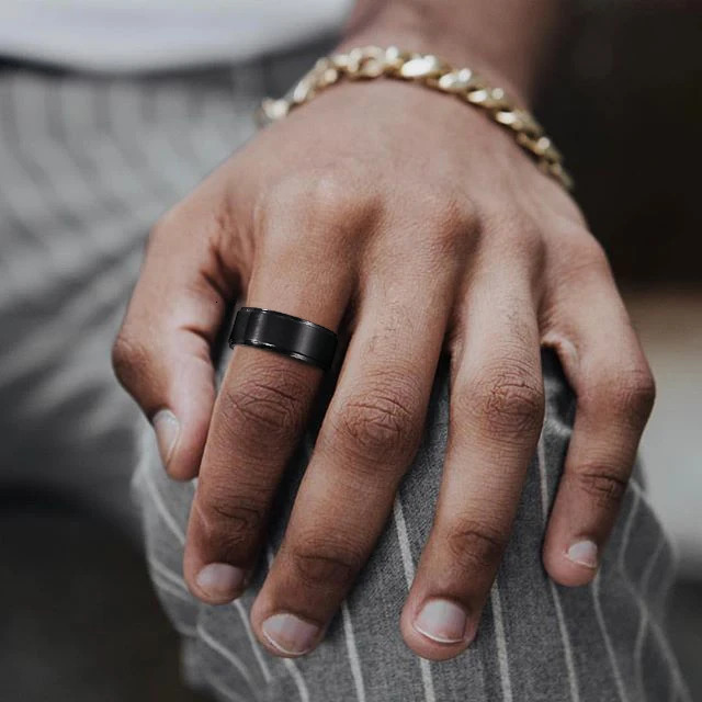 Vnox 8mm Black Ring for MenSimple Matte Surface Wedding Band US Size 7- 12 251230