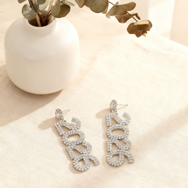 Sparkly Crystal Letter Drop Earrings Trendy Long Statement Earrings Daily Party Jewelry