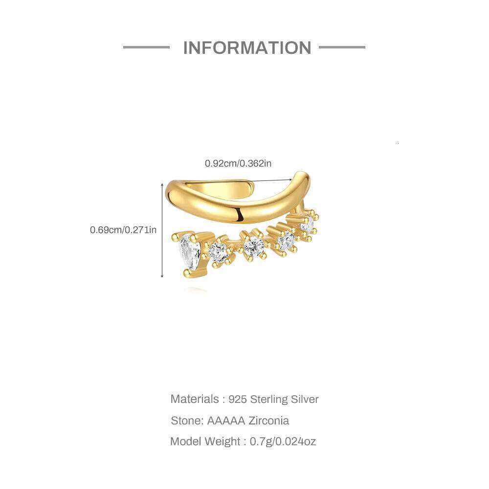 Aide 1Piece Multi Line Layer Clar Zirconia Ear Cuff 925 Sterling Silver Trendy Clip Earrings For Women Girls Fine Jewelry Gift