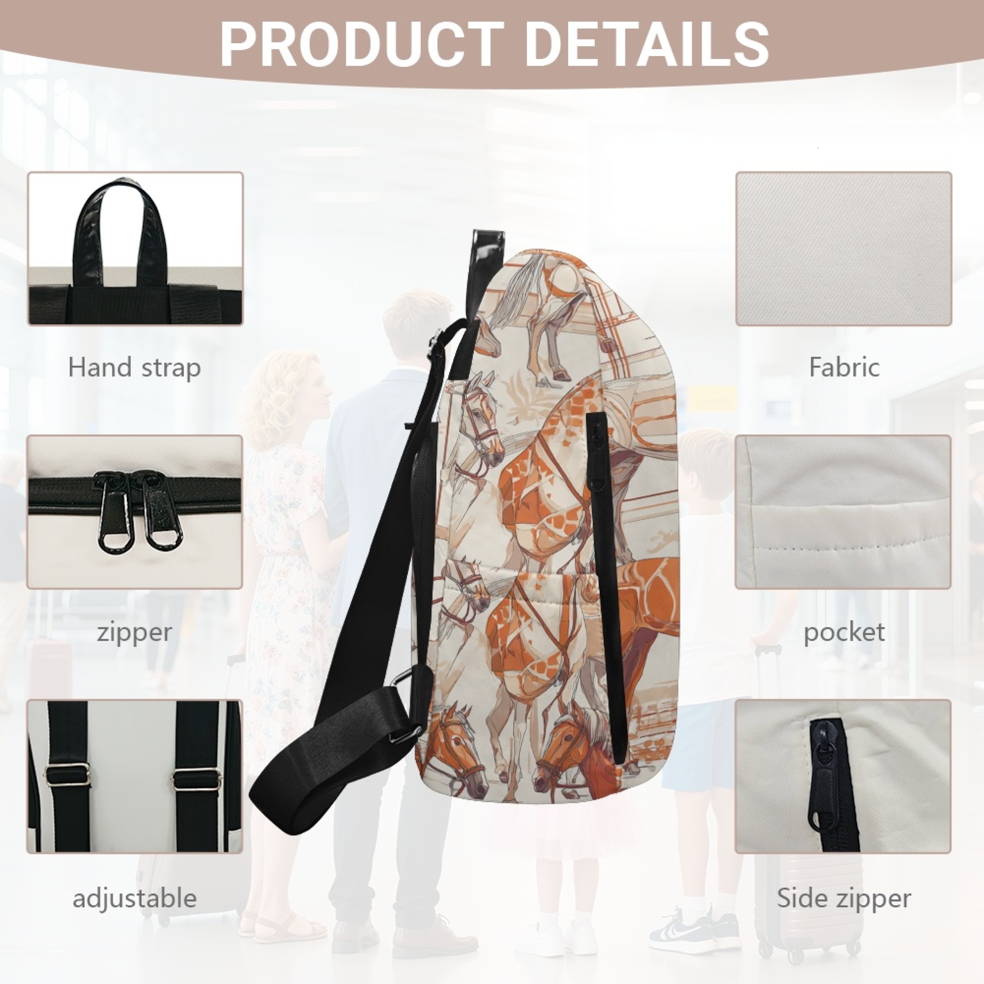 Custom H Designer Fashion Anti Theft Backpack Luxury Horse Pattern Unisex Full Print Backpack Laptop Bag Travel Bag H45