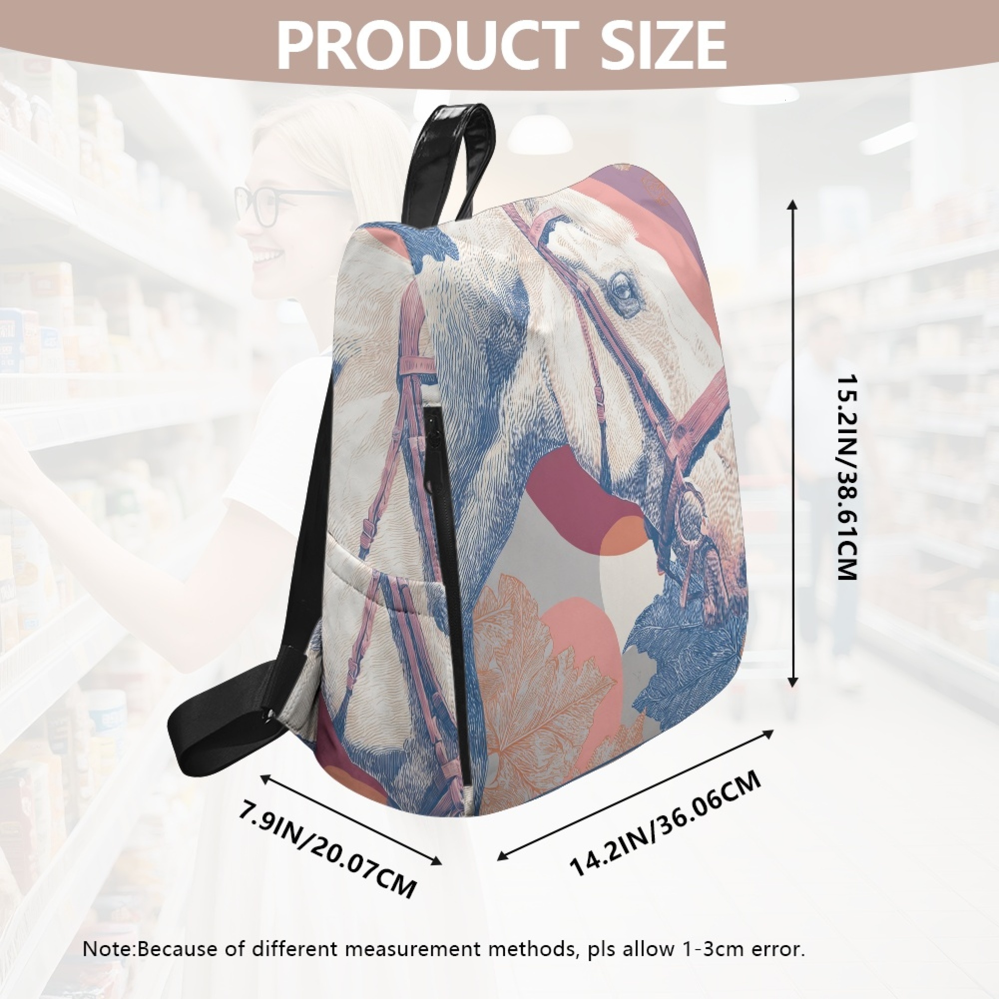 Custom H Designer Fashion Anti Theft Backpack Luxury Horse Pattern Unisex Full Print Backpack Laptop Bag Travel Bag H30