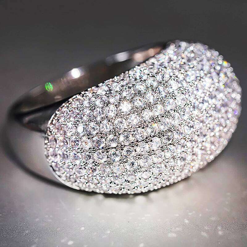 Huitan Sparkling Women Rings for Wedding Engagement Party Full Bling Crystal Cubic Zirconia Luxury Trendy New Jewelry