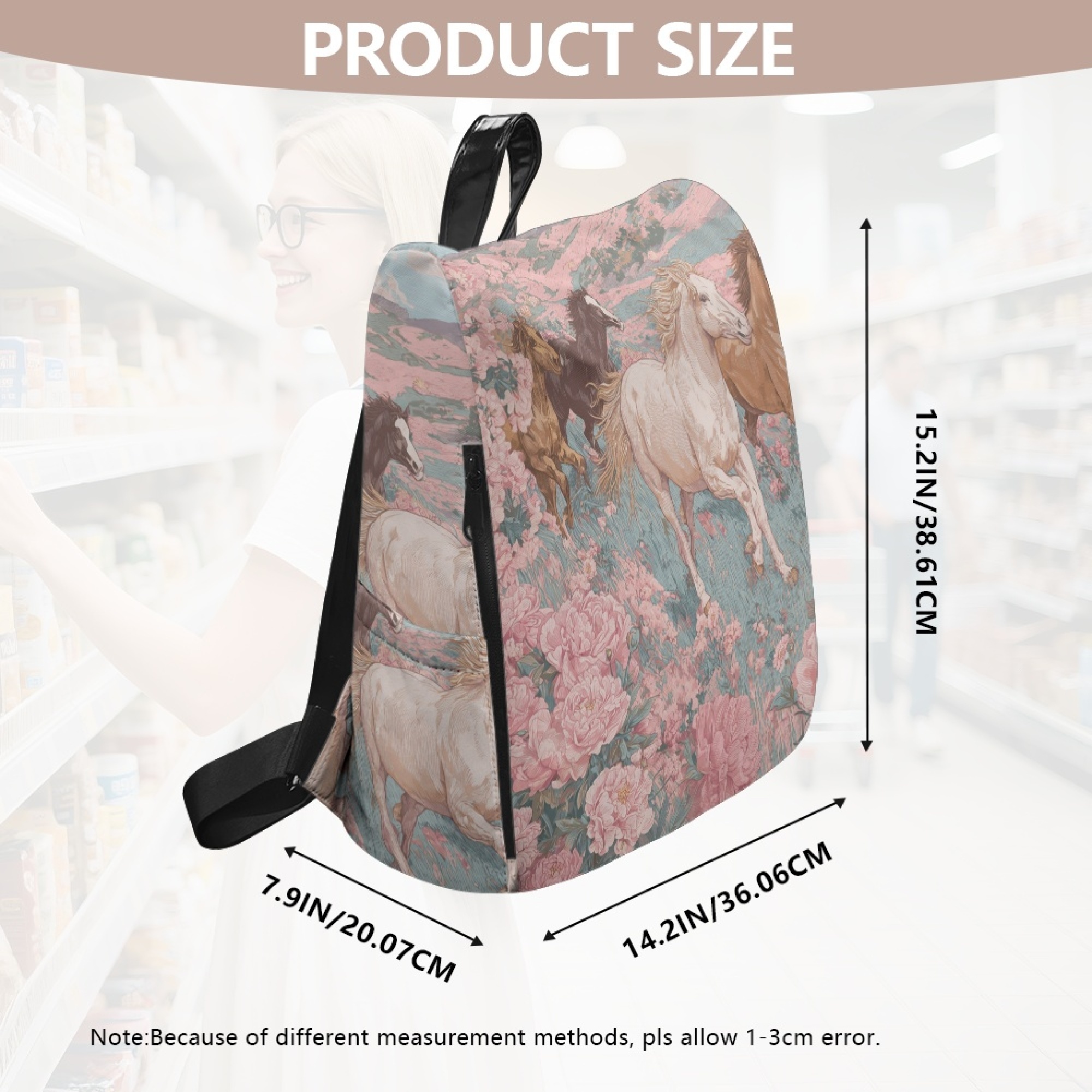 Custom H Designer Fashion Anti Theft Backpack Luxury Horse Pattern Unisex Full Print Backpack Laptop Bag Travel Bag H29