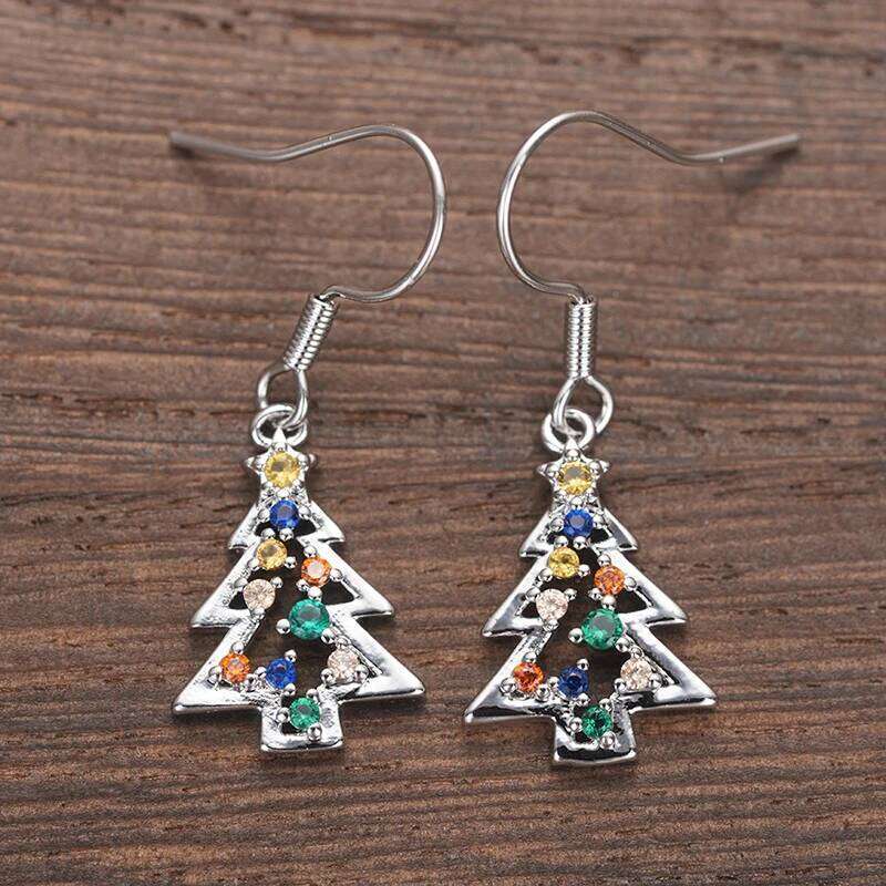 Huitan Colorful Christmas Trees Design Drop Earrings for Women New Year Party Female Accessories Girls Gift Statement Jewelry