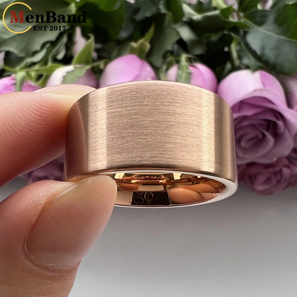 MenBand 10MM 12MM Large Men Ring Black Tungsten Wedding Ring Flat Band And Brushed Finish Comfort Fit 251230