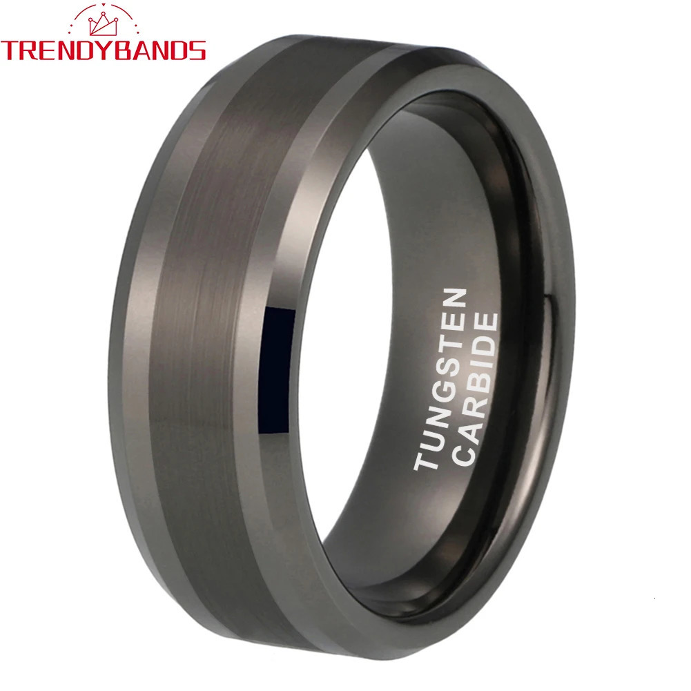 6mm 8mm Gunmetal Tungsten Carbide Wedding Band Engagement Ring for Men Women Fashion Jewelry Brushed Finish Comfort Fit 251230