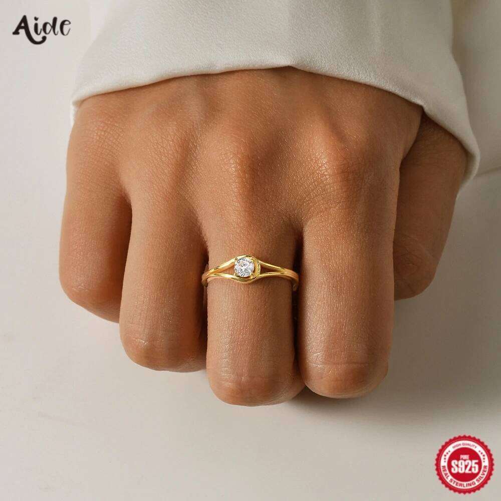 Aide 925 Sterling Silver Hollow Water Drop Wrap Zircon Adjustable Promise Rings For Women High Quality Jewelry Wedding Gift