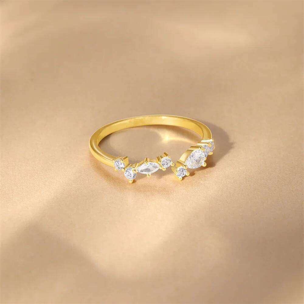 Aide 925 Sterling Silver Simple Clear Zircon Band for Women Stackable Finger Opening Rings Fine Jewelry Adjustable Pearl Ring