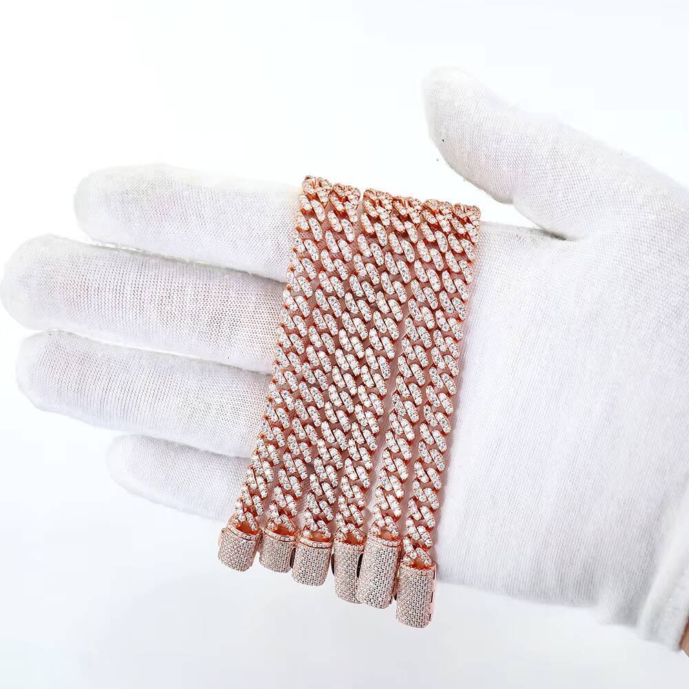 Wholesale Miami Unisex 6mm Cuban Link Chain Bracelet 18k Rose Gold Plated 925 Silver Hip Hop Jewelry Iced Out Moissanite Diamond