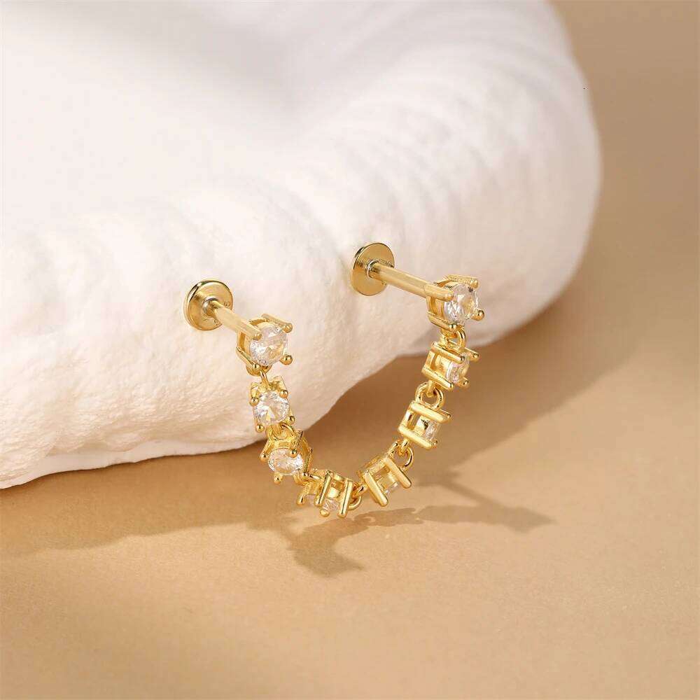 Aide Exquisite 925 Sterling Silver Tassel Chain for Women Simple Full Zircon Ear Piercing Earrings Fashion Jewel aretes