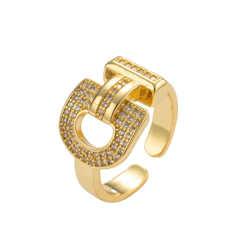 Luxury Brand Designer Jewelry European And American Horseshoe Buckle Ring With Diamond Inlay Hollow Design 2025 New Fashionable Versatile Open Ring Fo