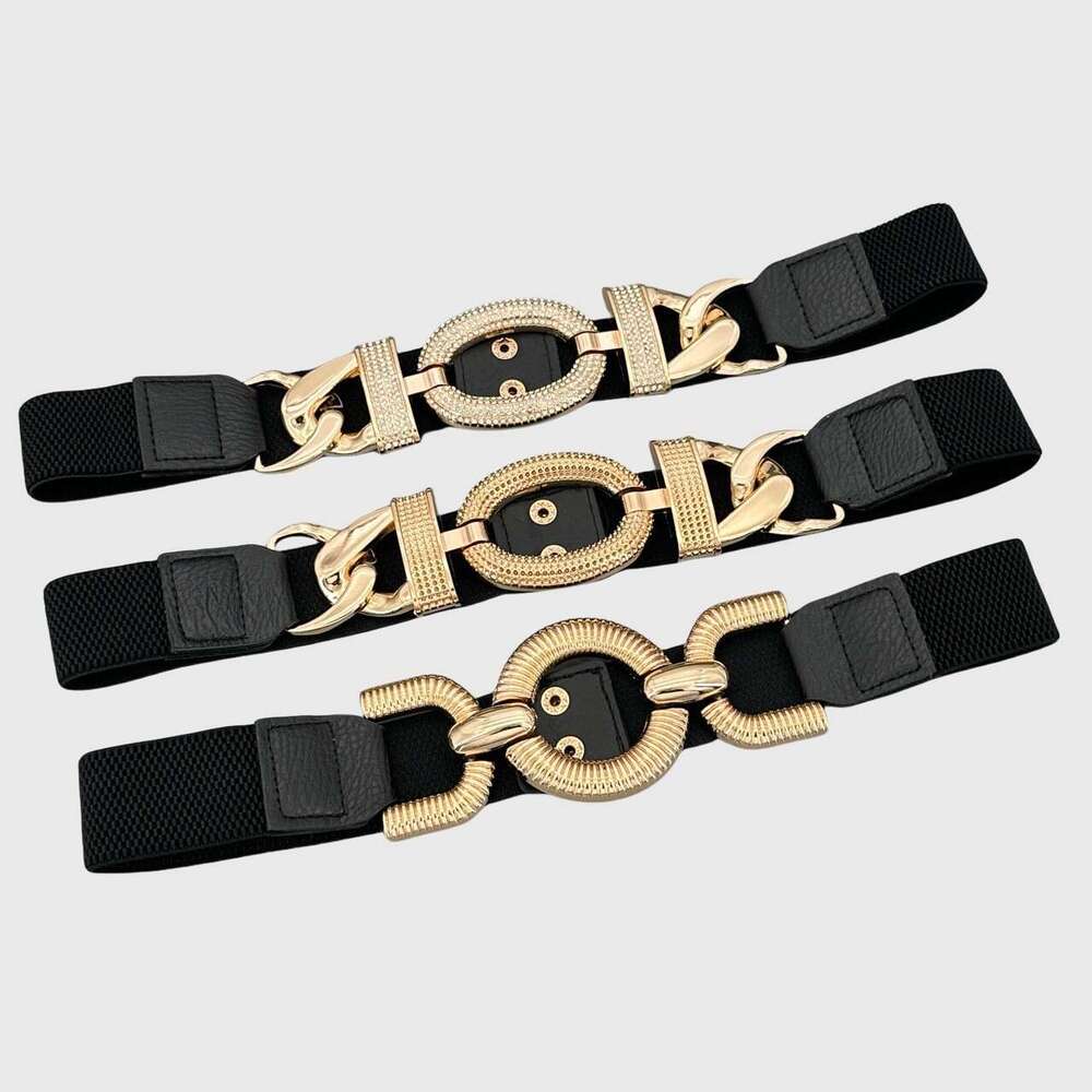 Geometric Chain Women, Decorative Accessory for Woolen Coats, Sweaters, Suits, Dresses, Wide Black Waist Belt