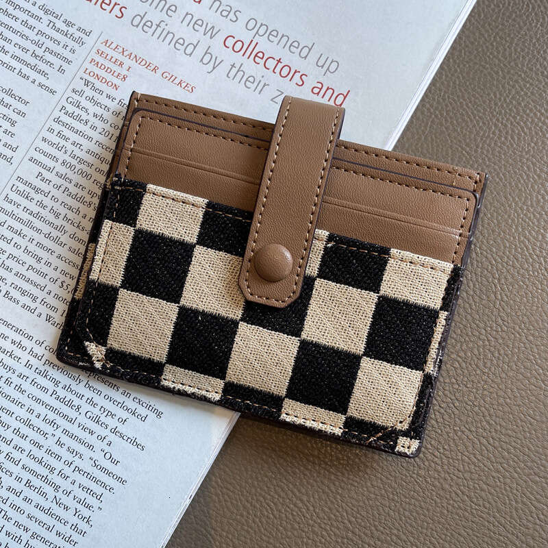 Genuine Leather Short 2025 New Plaid Anti-Demagnetization Ins Style Coin Purse Internet Celebrity Lightweight Card Holder