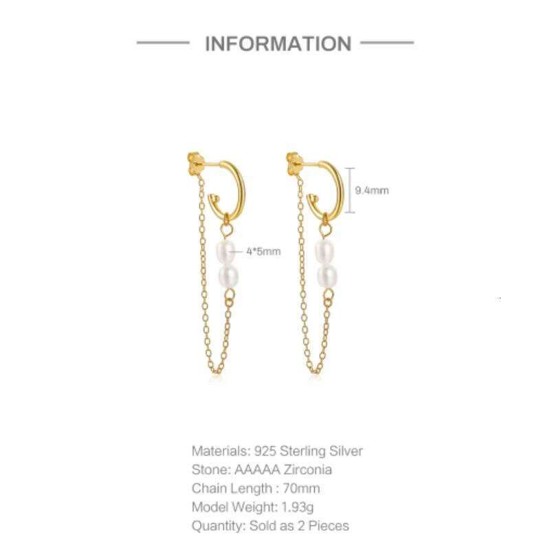 Aide 925 Sterling Silver Long Chain Tassel Baroque Irregular Pearl Dangle for Women C Shape Earrings Jewelry Pendientes