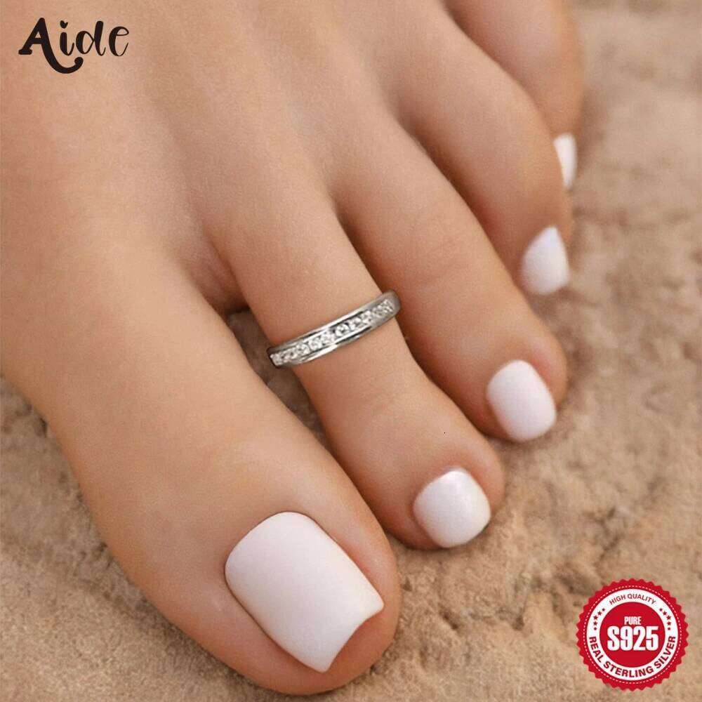 Aide Real 925 Sterling Silver Toe For Women Fashion Stackable Foot Ring Beach Party Wedding Bride Gifts Fine Jewelry