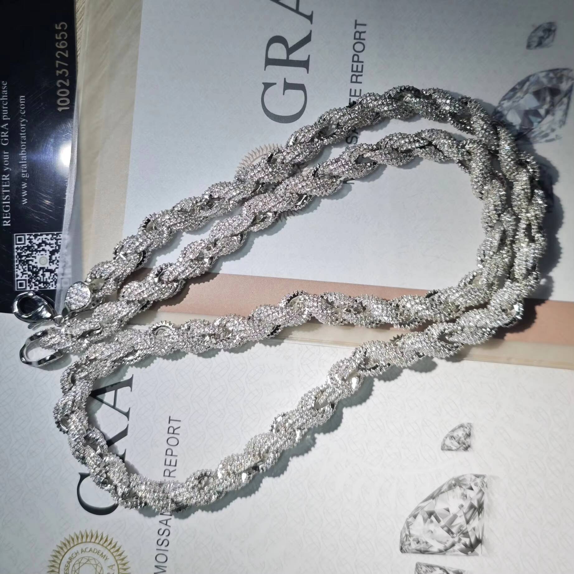 VVS D Color Moissanite Necklace for Men Hop S925 Silver Chain with Cuban Link Bracelet Iced Tennis Rope High-quality Jewelry