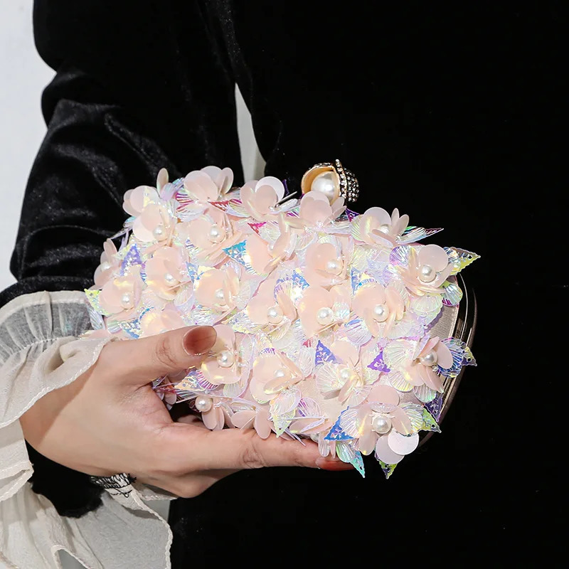 Fashion explosion handmade beaded gradual change flower handbag dinner bag ladies banquet evening bag 251231