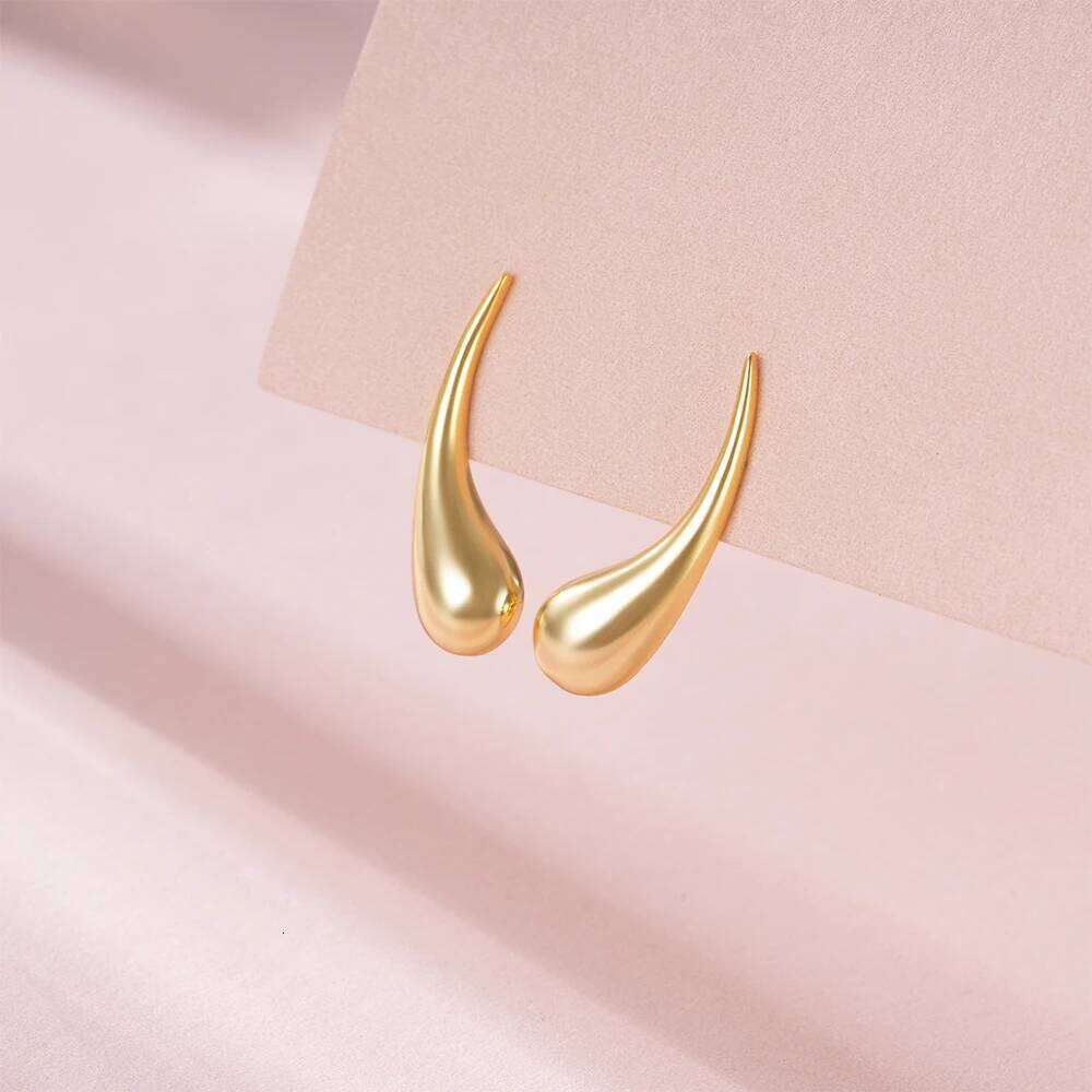 Aide 925 Sterling Silver Irregular Water Drop Smooth Vintage Stud Earrings For Women K Gold Elegant Fine Jewelry Party Chic Gift