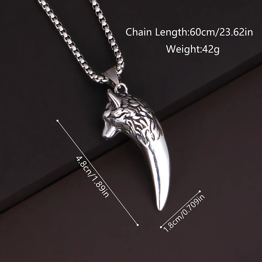 1PC Mans Fadeless Stainless Steel Animal Pendant Necklace Men Wolf Necklace for Man Jewelry 251230
