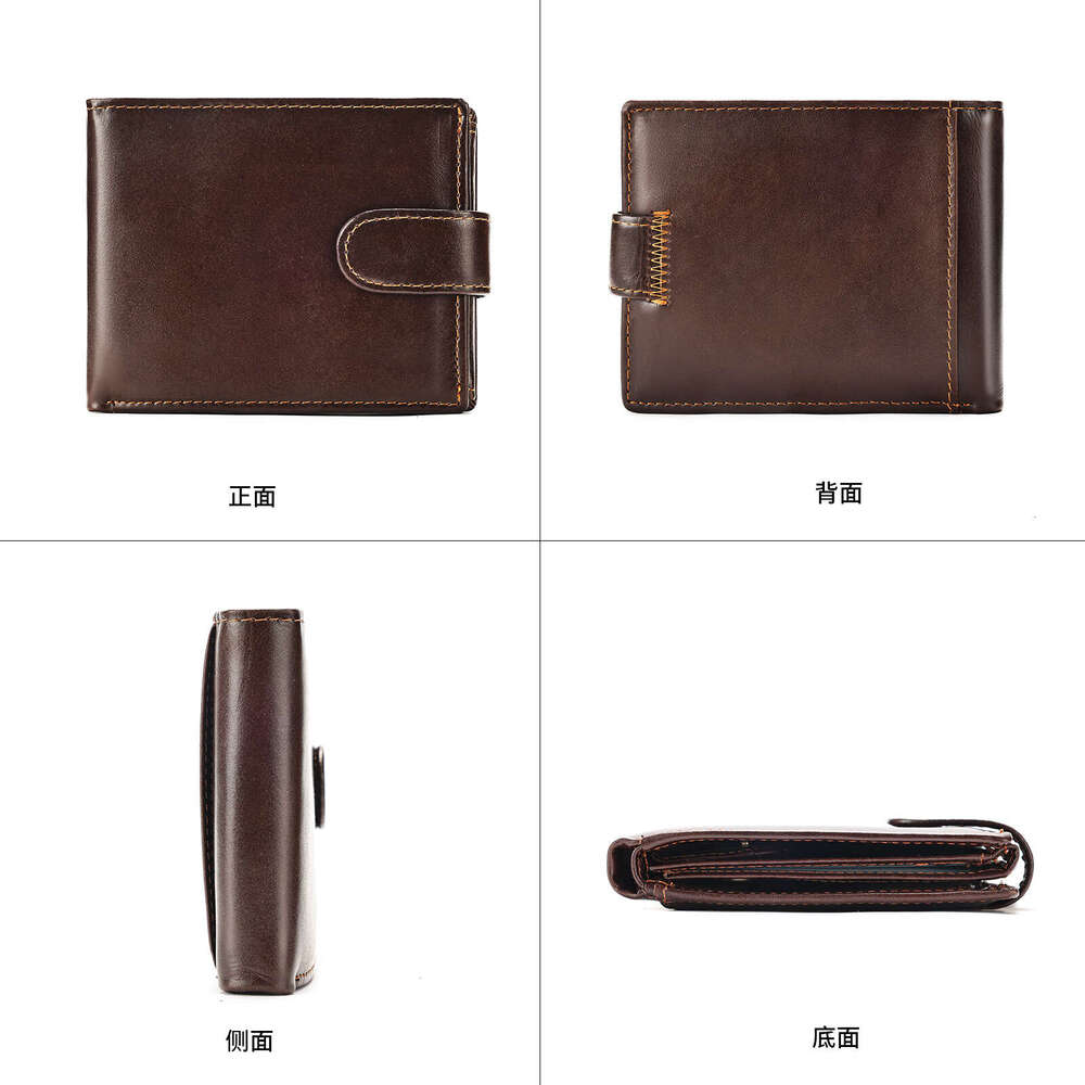 Genuine Leather Men Short Cowhide Driver's License Multi-Functional High-End Men's Money Clip European and American Trendy Wallet