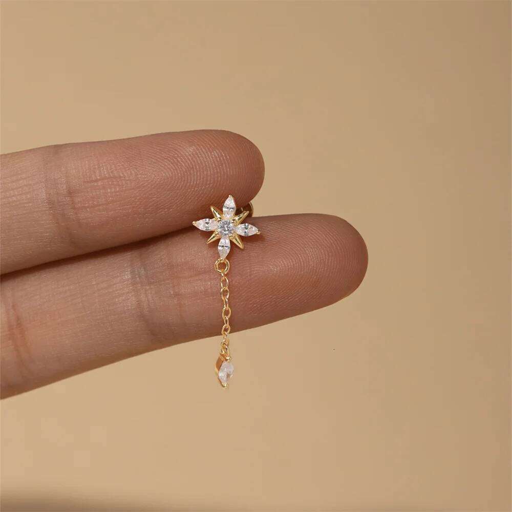 Aide 925 Sterling Silver 1pc Square CZ Zirconia Piercing Stud Earrings For Women K Gold Simple Elegant Jewelry Gift Pendiente