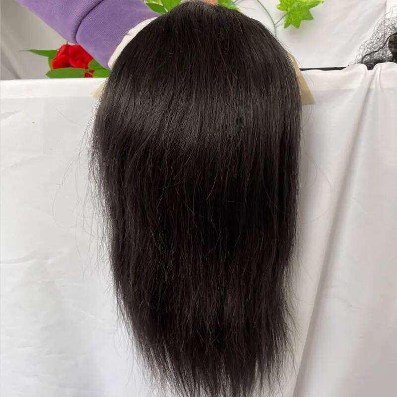 Long for 12inch 10x8 Hairpieces Human Hair Mens Toupee Mono Net With PU around Natural Black Color Men Wig