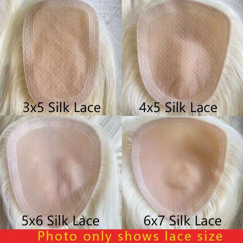 Swiss Silk Lace Base Cuticle Aligned P18/613 Raw Virgin Human For Women Piano 16inch 5*6 Hand-Tied Hair Toppers