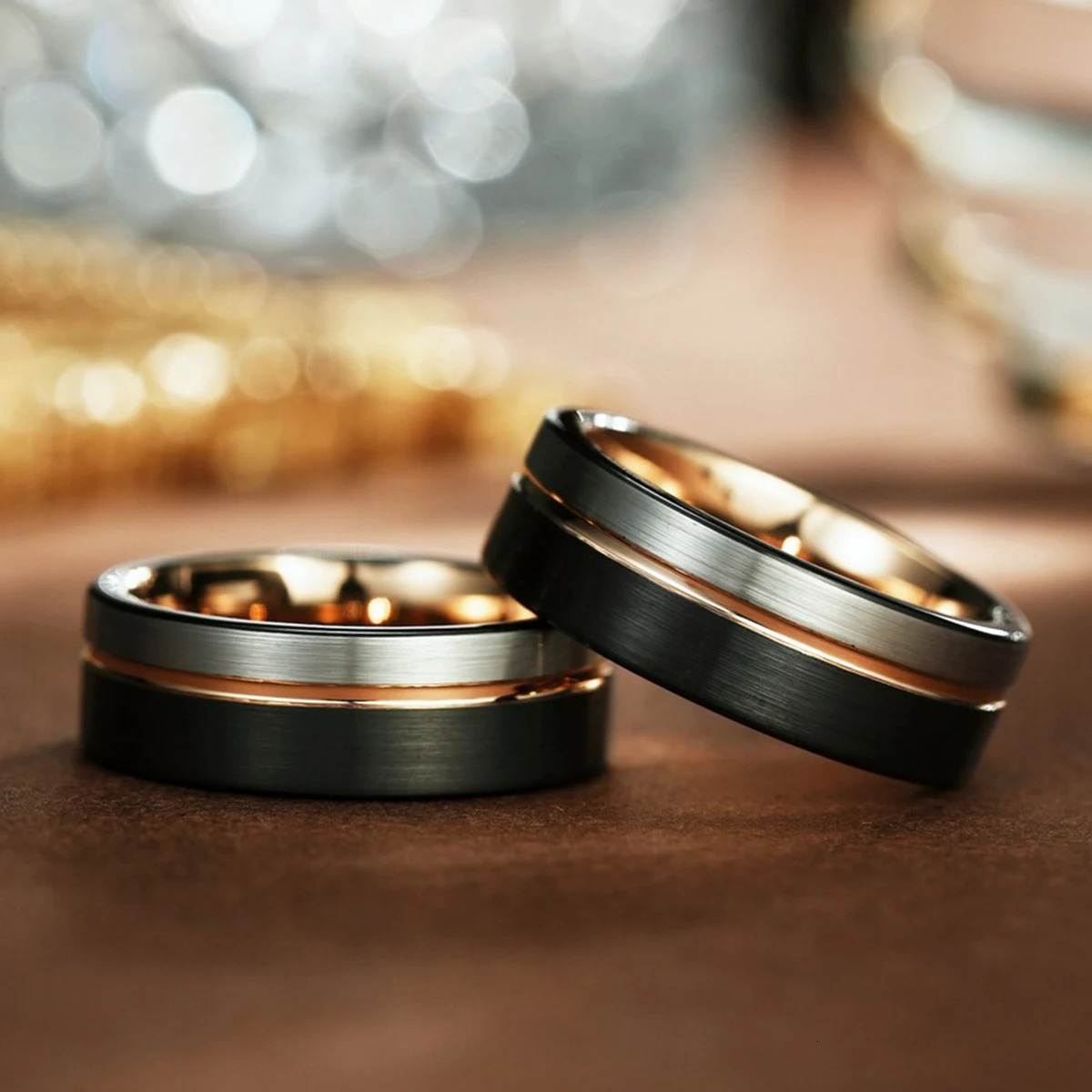 Tungsten Carbide Rings Men Women 8mm Classic Fashion Rose Golden Fluted Hammered Wedding Rings for Couples Dating Anniversary 251230