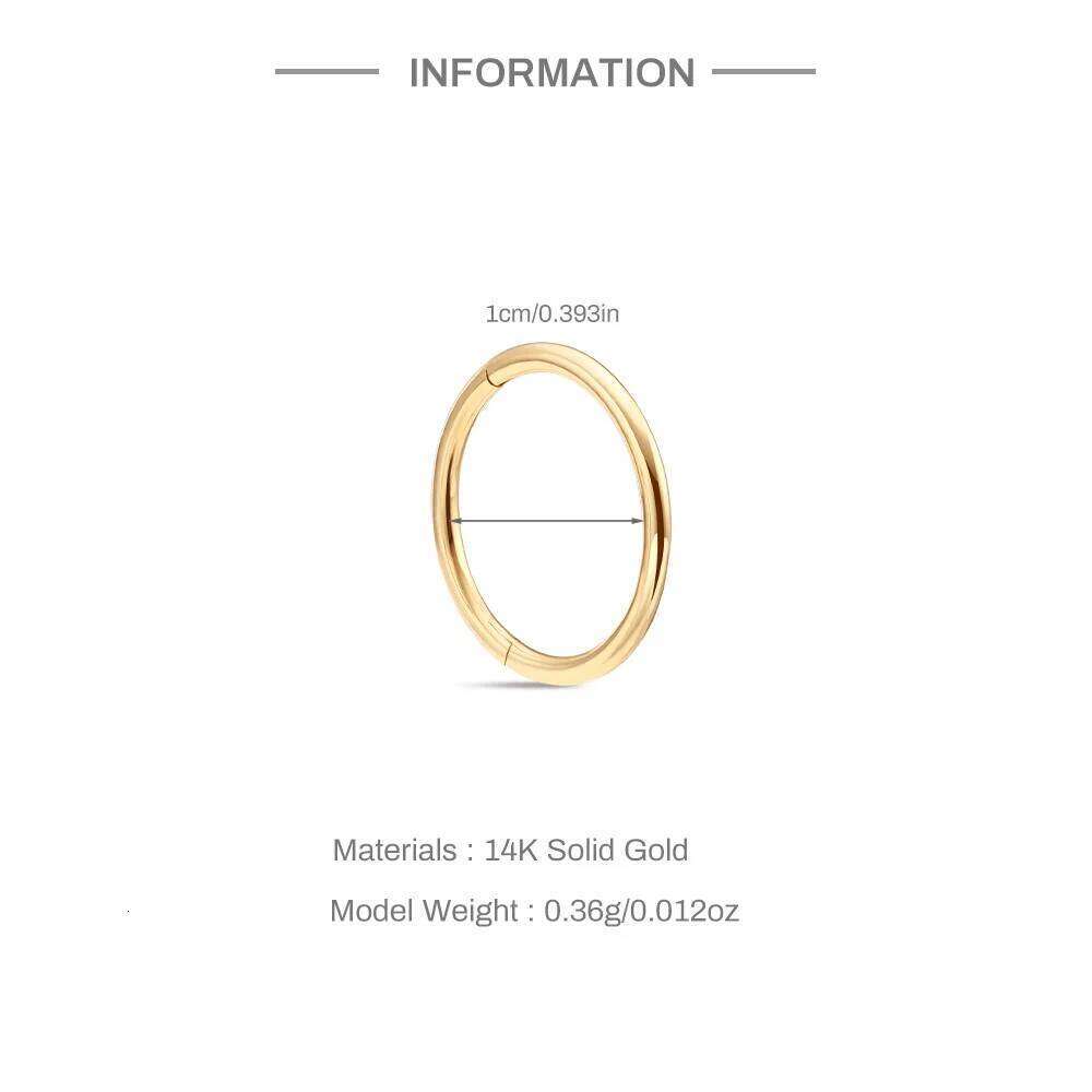 Aide 6/8/10mm Single 1 Piece 14K Yellow for Women Never Fade Smooth Hoop Earring Exquisite Solid Gold Jewelry