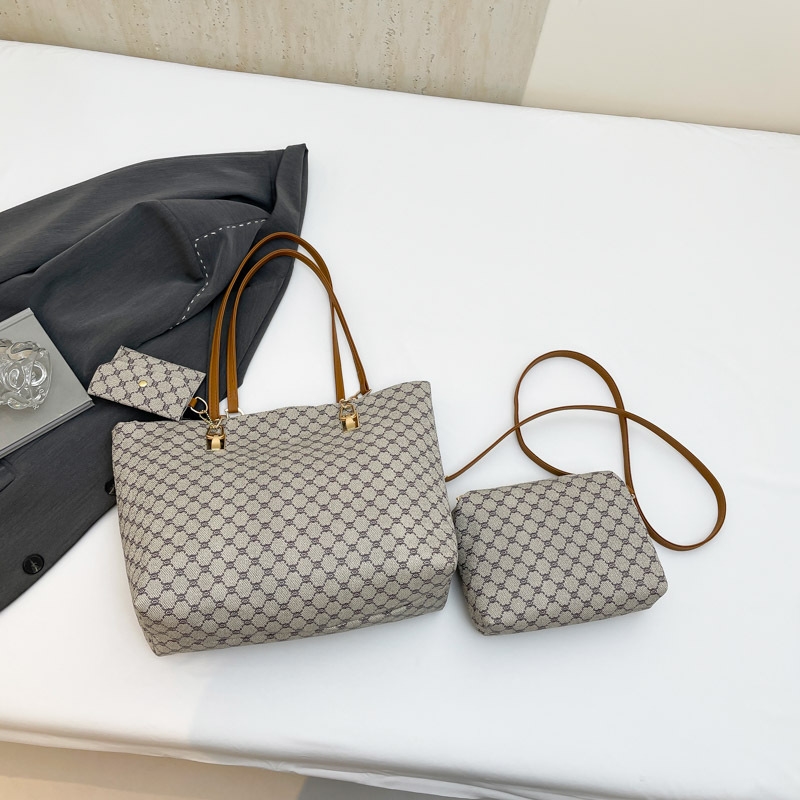 New Design bags, European and American new capacity, foreign trade single-shoulder bag, three-piece set, mother-and-child bag, commuter tote bag Free 