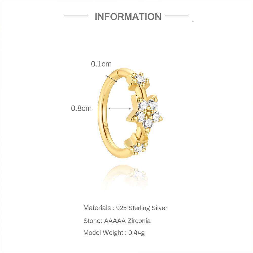 Aide Sterling Silver 925 Pierceing Zircon Simple Round Size Printing Twist Rope Ring Women Jewelry Nose Rings 1pc