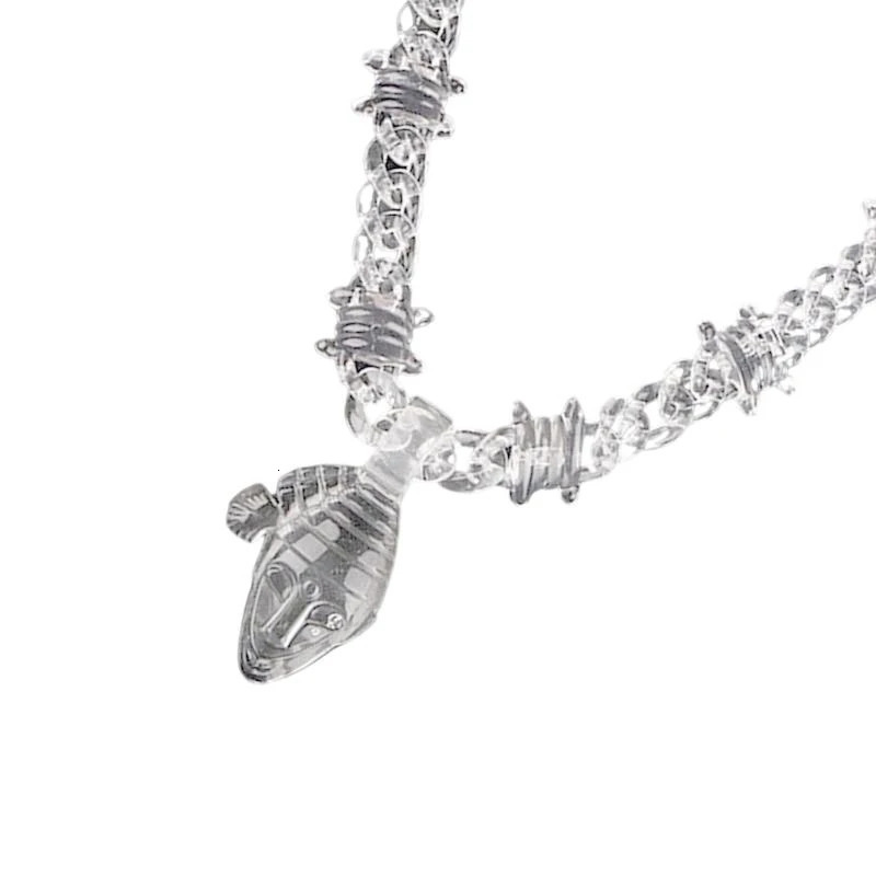 HXBF Clear Acrylic Pendant Necklace Rock Party Jewelry Fashion Male Jewelry Acrylic Texture Present for Fashion Enthusiasts 251230