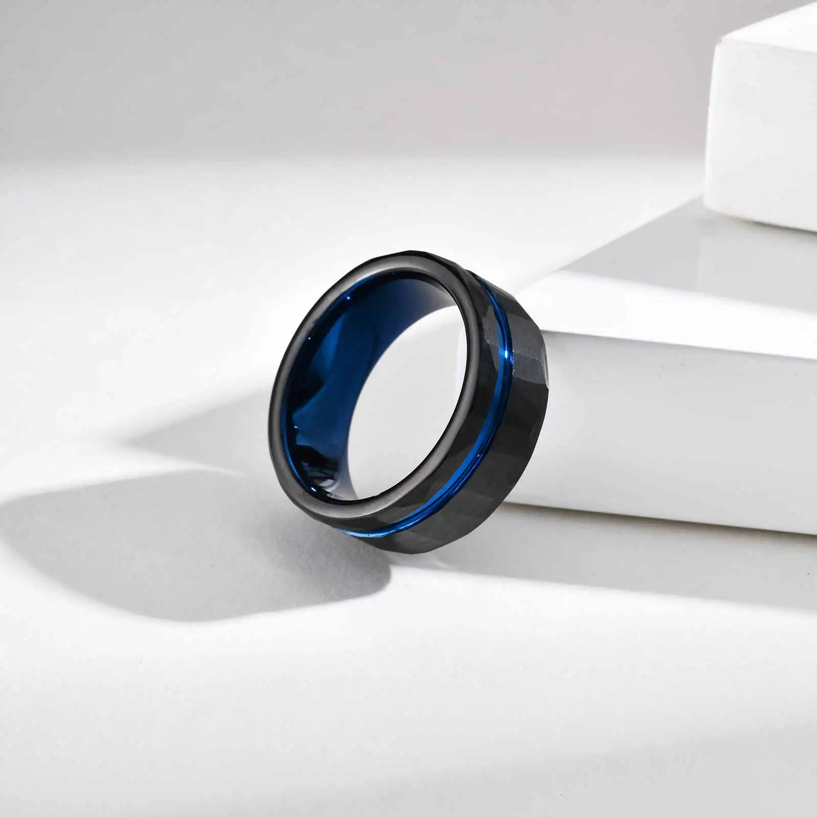Vnox Mens Tungsten Carbide Ring Classic Black Blue Color Engagement Anniversary Finger Jewelry Gift to Husband 251230