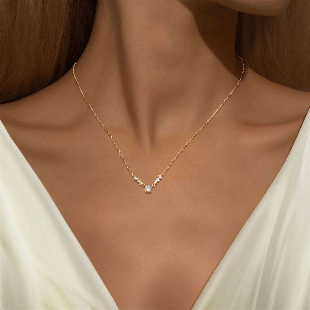 Aide Luxury Necklace For Women Fine Silver 925 Jewelry Fashion Neck Minimalist Pendants 18K Gold Color Chains Necks Woman
