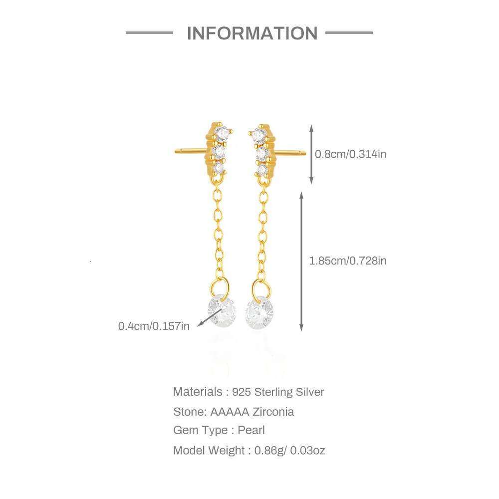 Aide 925 Sterling Silver Transparent Zircon Long Tassel Earring for Women Trendy Statement Drop Earrings Wedding Fine Jewelry