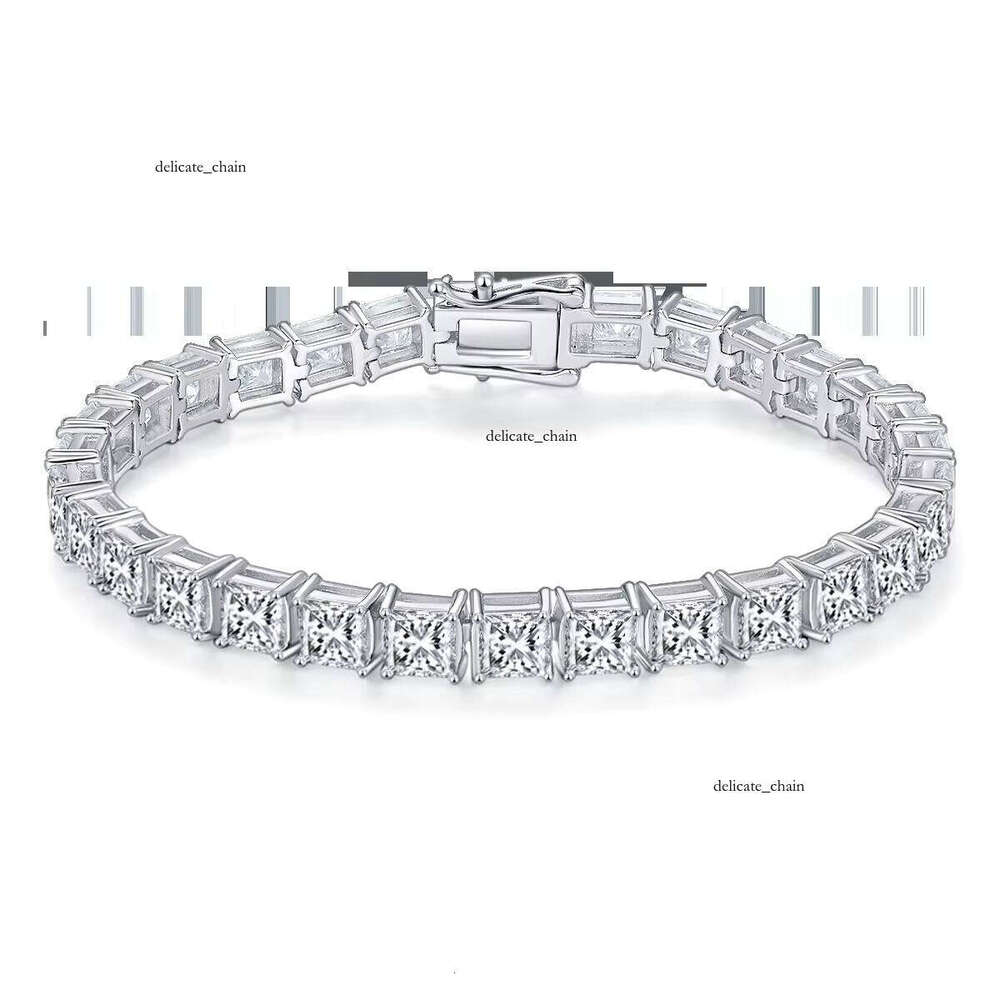 VVS Moissanite Multicolor Fashion Party Gift Jewelry Charm Tennis Chain 925 Sterling Silver Platinum Plated Silicone Clover Bracelet