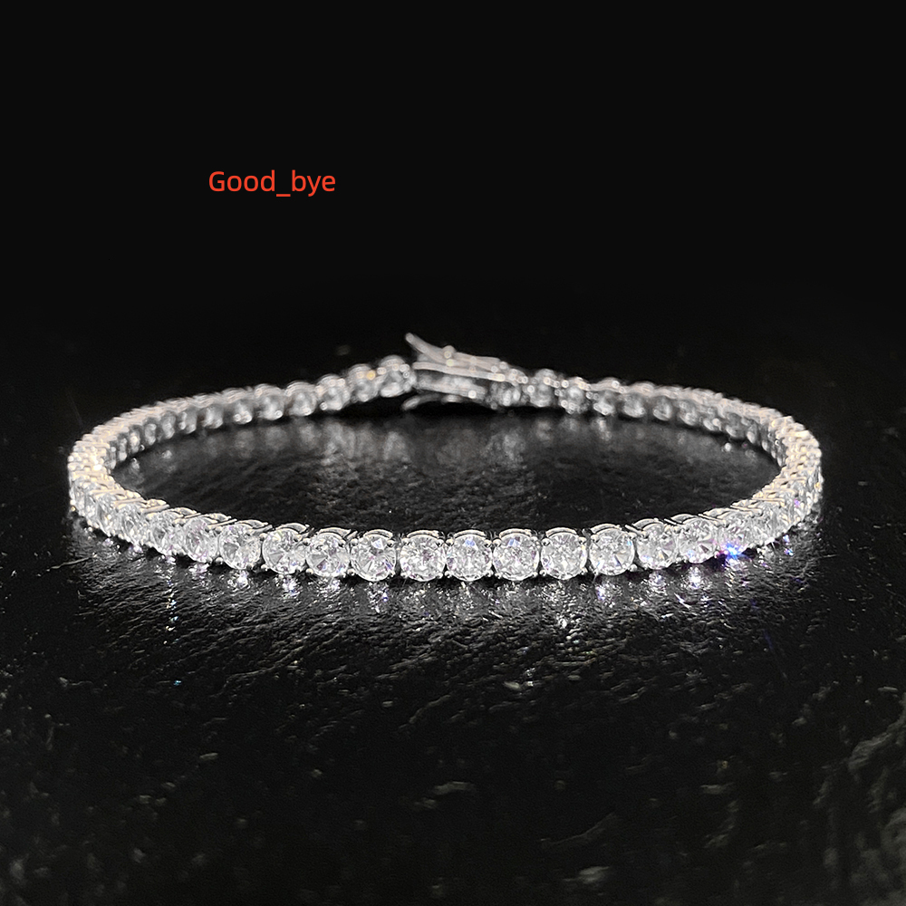 Iced Out Jewelry 925 Silver Rainbow Hip Hop Moissanite Diamonds Gold Plated 925 Sterling Silver Tennis Chain Bracelet