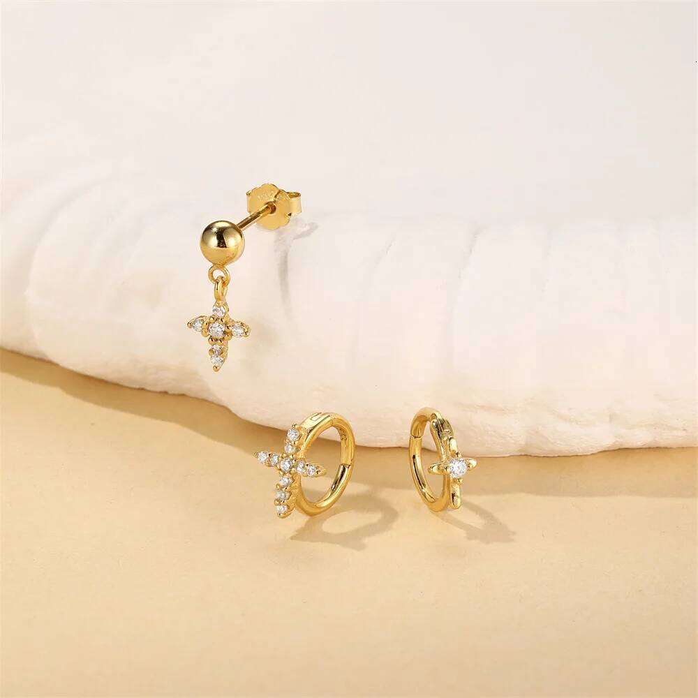 Aide Gold Earrings Set Women 925 Silver Huggie Hoop Stack Zircon Earring for Multiple Piercing Hypoallergenic Jewelry