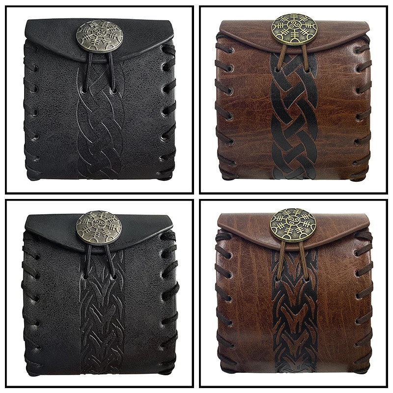 Medieval Small Square Bag Nordic Viking Style Retro Waist Bag Men Crossbody Bags Square Coin Purse Storage Bag Cosplay Props 251231