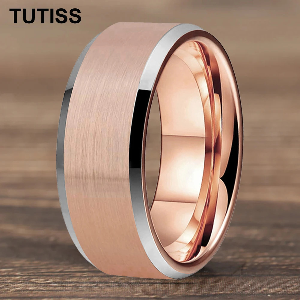 TUTISS Mens Black 4/6/8/10/12mm Tungsten Carbide Ring Cool Wedding Engagement Band Matte Finish Beveled Edge Comfort Fit 251230